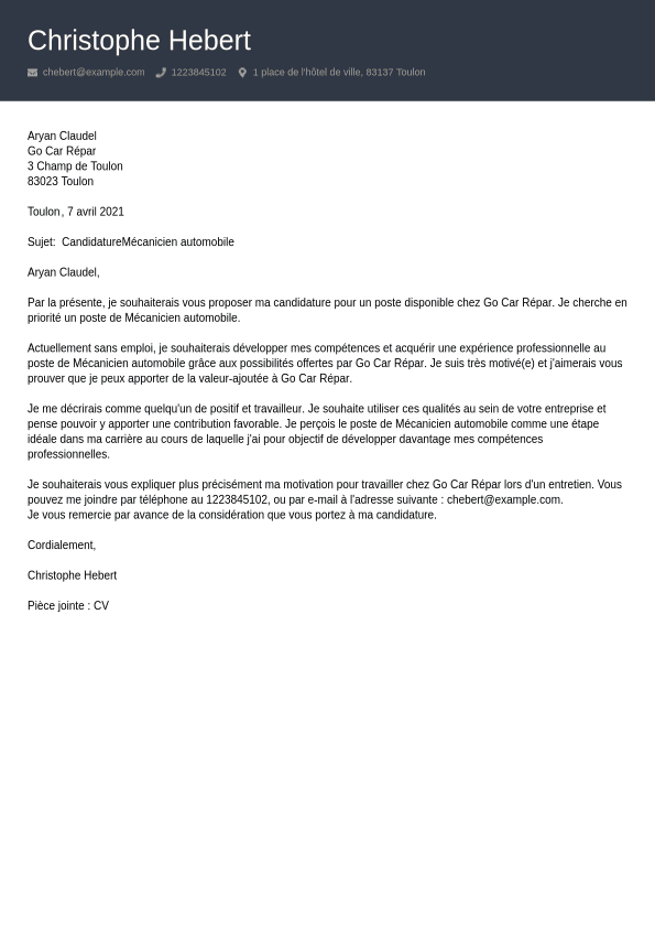 Modèle Lettre 1